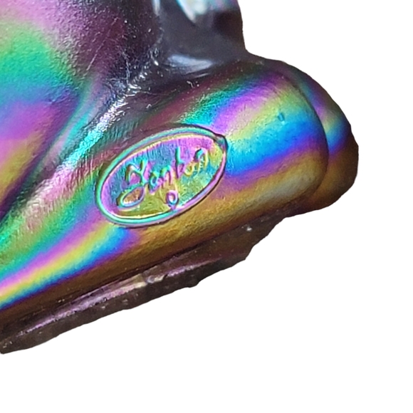 FENTON Art Glass Iridescent Blue Purple Cat Figurine w Box - Picture 10 of 15